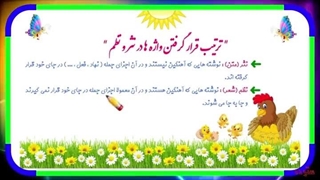 "واژه‌آموزی درس ۱۷ فارسی پایه پنجم ، ترتیب قرار گرفتن واژه‌ها در نثر و نظم"