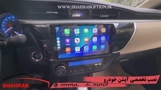 نصب آپشنهای تویوتاکرولا دوربین360 درجه ومانیتور اندروید سیمکارتخورکارپلی دار